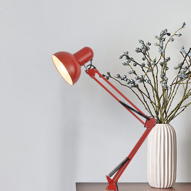 Modern Stylish 1 Bulb Desk Lamp with Metal Shade Black/White Adjustable Domed Reading Book Light for Bedroom