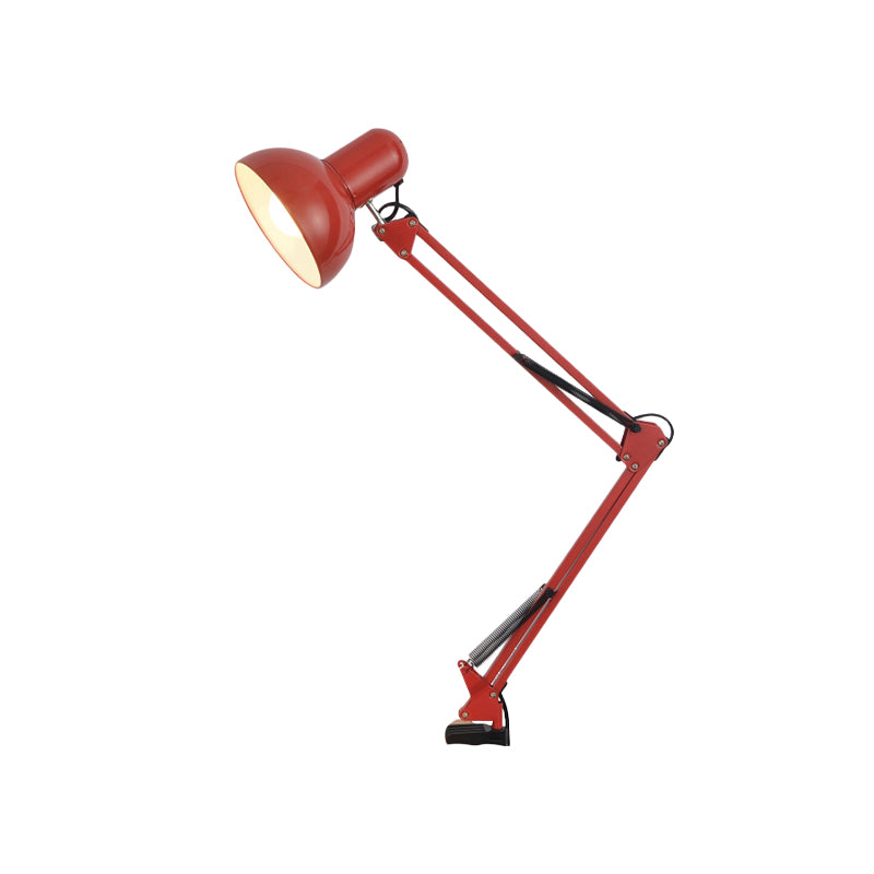 Modern Stylish 1 Bulb Desk Lamp with Metal Shade Black/White Adjustable Domed Reading Book Light for Bedroom