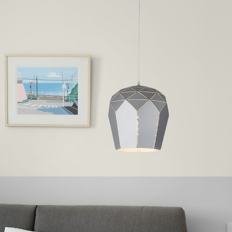 Moderner Weinglas Anhänger Leuchte Metall Metall 1 hängende Decke Licht in Rosa/Grau
