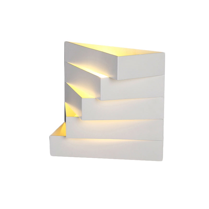 1 Light Living Room Wall Mounted Lighting with Stair Shaped Plaster Shade Wall Washer Lamp in White