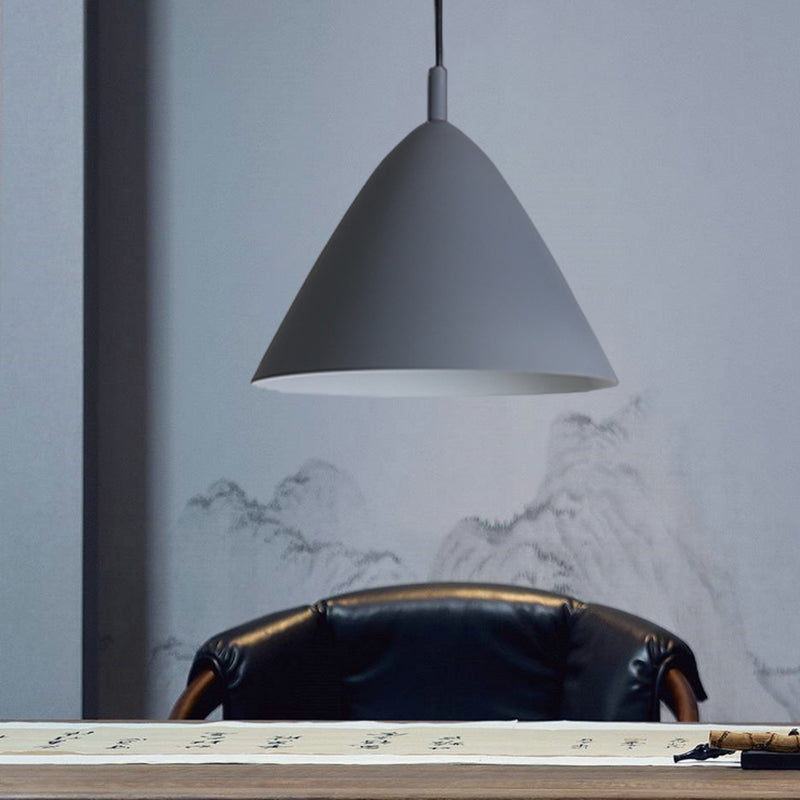 Tapered Ceiling Pendant Light Modernism Metal 10.5"/13"/16" Dia 1 Light Pink/Blue/Green Hanging Lamp Kit