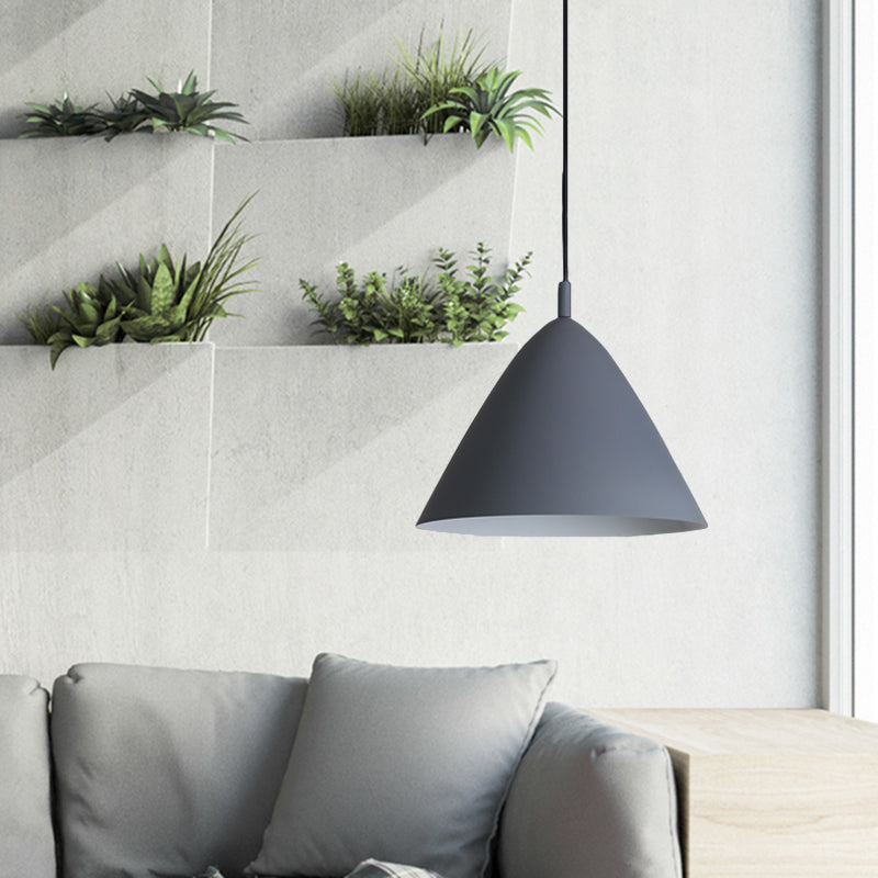 Tapered Ceiling Pendant Light Modernism Metal 10.5"/13"/16" Dia 1 Light Pink/Blue/Green Hanging Lamp Kit