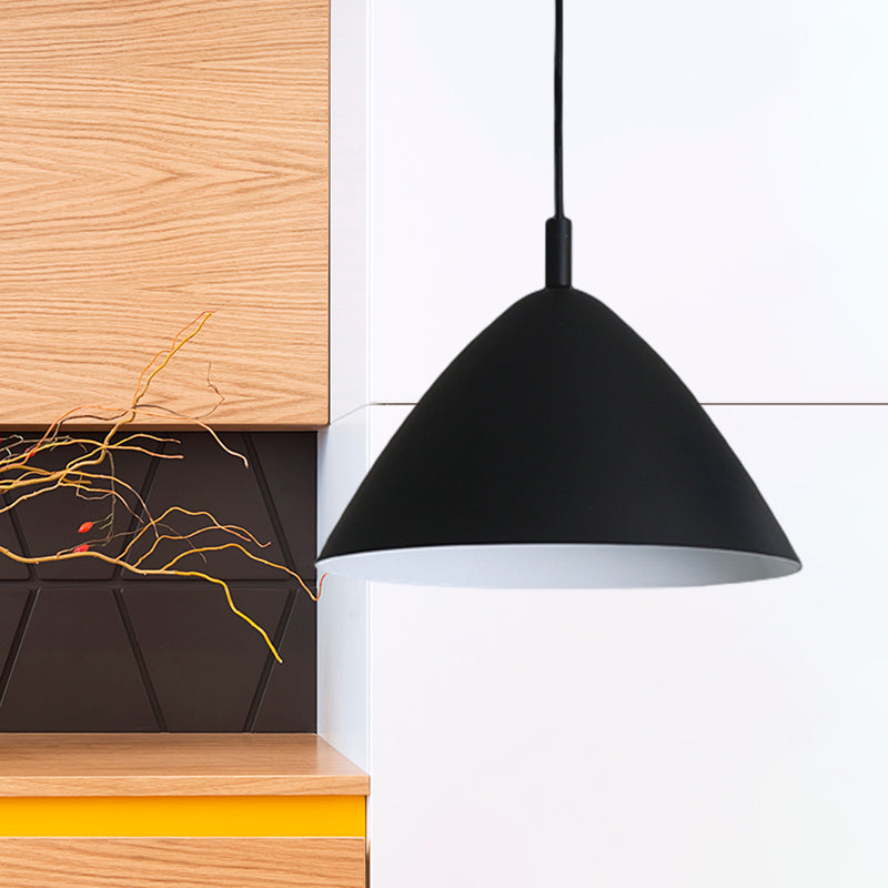 Tapered Ceiling Pendant Light Modernism Metal 10.5"/13"/16" Dia 1 Light Pink/Blue/Green Hanging Lamp Kit