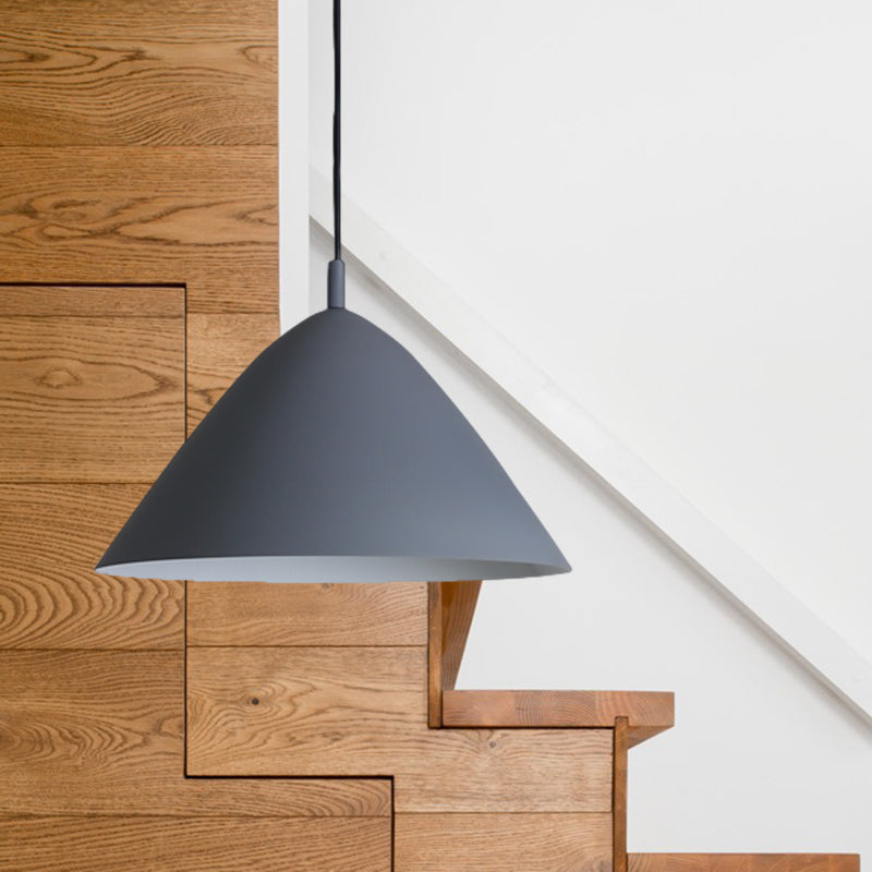 Tapered Ceiling Pendant Light Modernism Metal 10.5"/13"/16" Dia 1 Light Pink/Blue/Green Hanging Lamp Kit