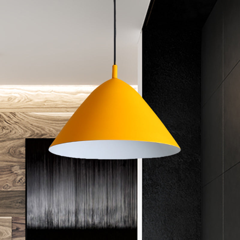 Tapered Ceiling Pendant Light Modernism Metal 10.5"/13"/16" Dia 1 Light Pink/Blue/Green Hanging Lamp Kit