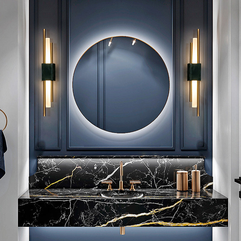 Single White/Green Contemporary LED Shaded Statement Bathroom Vanity Light