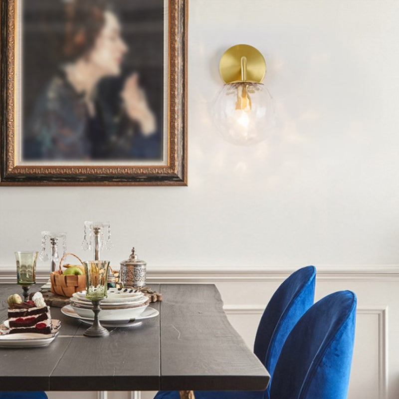 Single Modernism Golden Finish Glass Shade Unique Bathroom Vanity Light