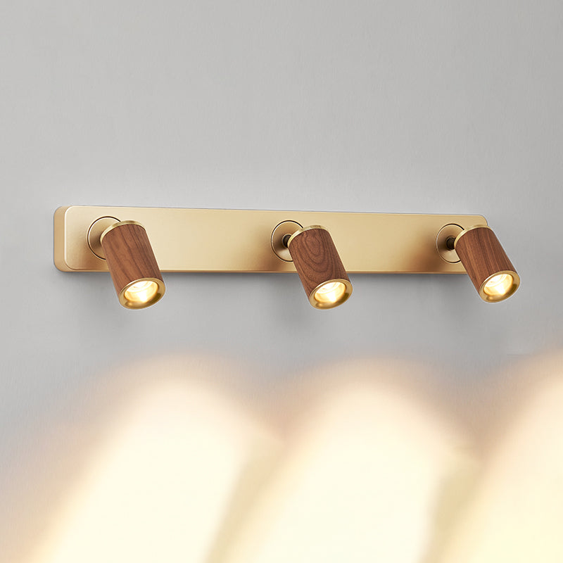 Modern Simple Cylinder Shape Vanity Light with Wood Shade for Shower Room