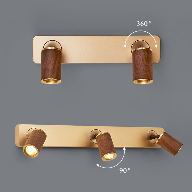 Modern Simple Cylinder Shape Vanity Light with Wood Shade for Shower Room