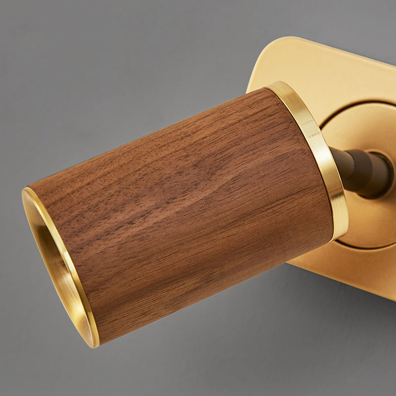 Modern Simple Cylinder Shape Vanity Light with Wood Shade for Shower Room