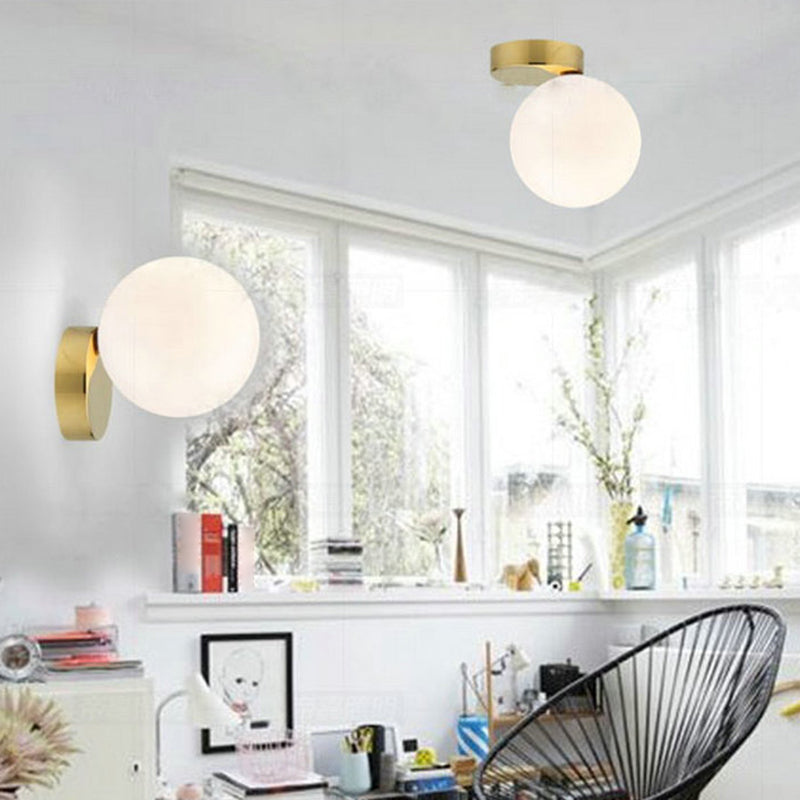 Single Golden Contemporary Glass Statement Shaded Bathroom Vanity Light