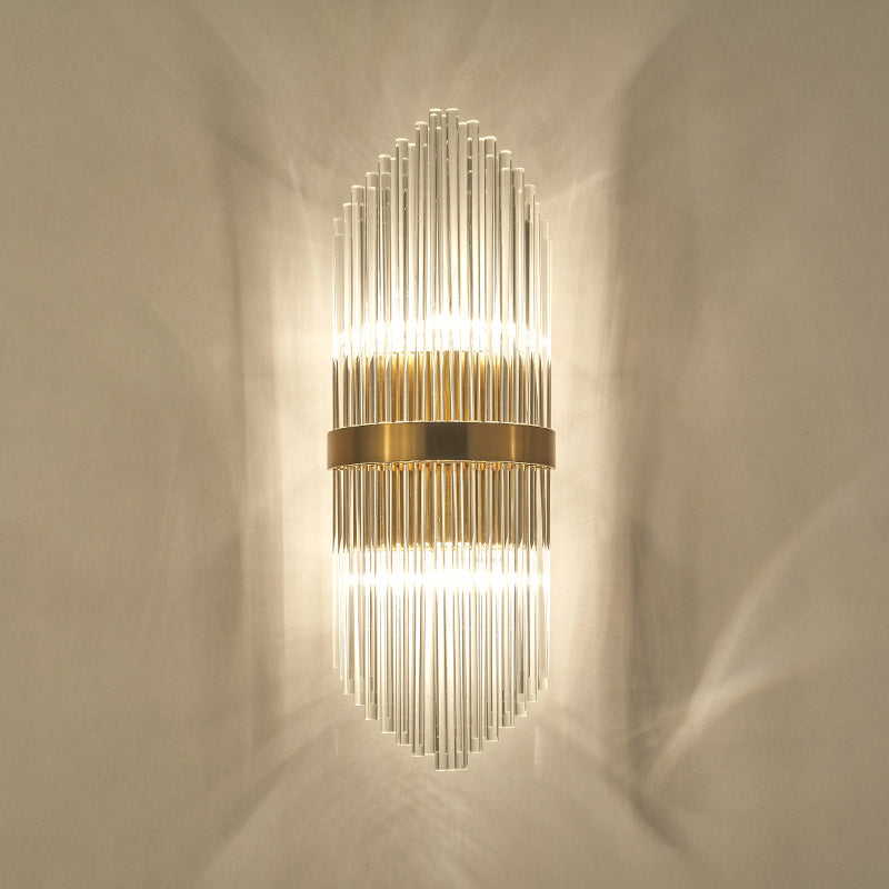 2-Light Golden Contemporary Crystal Unique Shaded Bathroom Vanity Light