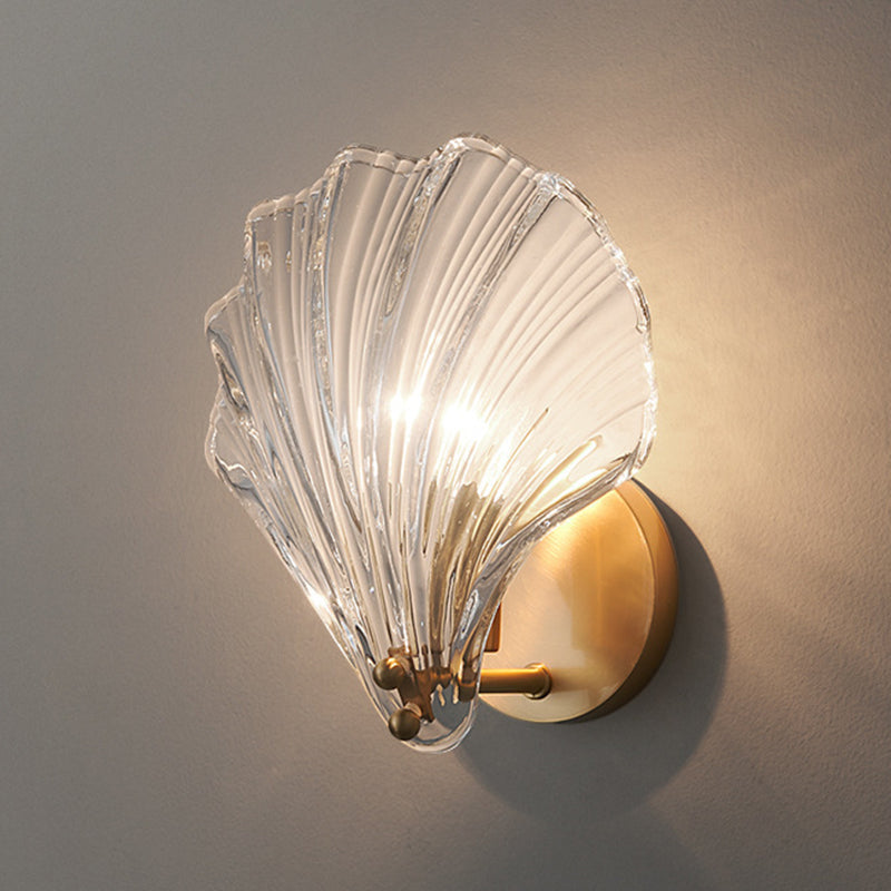 Single Golden Contemporary Glass Unique Shaded Bathroom Vanity Light