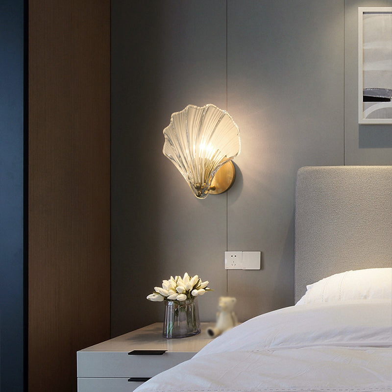 Single Golden Contemporary Glass Unique Shaded Bathroom Vanity Light