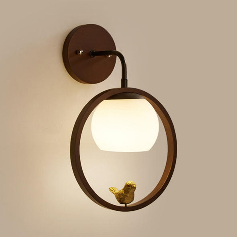 Single Beige/Brown Contemporary Style Wooden Unique Bathroom Vanity Light