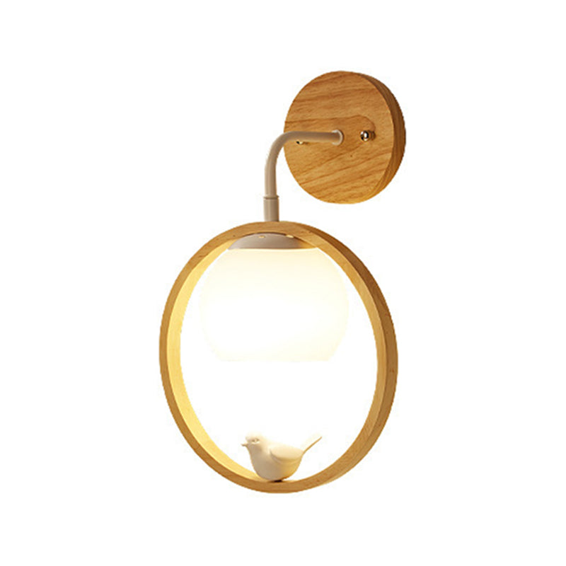 Single Beige/Brown Contemporary Style Wooden Unique Bathroom Vanity Light
