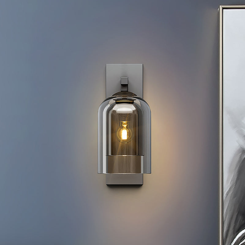 Single Contemporary Silver Glass Shape Unique Bathroom Vanity Light