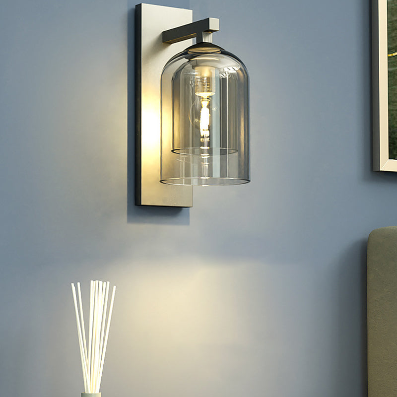 Single Contemporary Silver Glass Shape Unique Bathroom Vanity Light