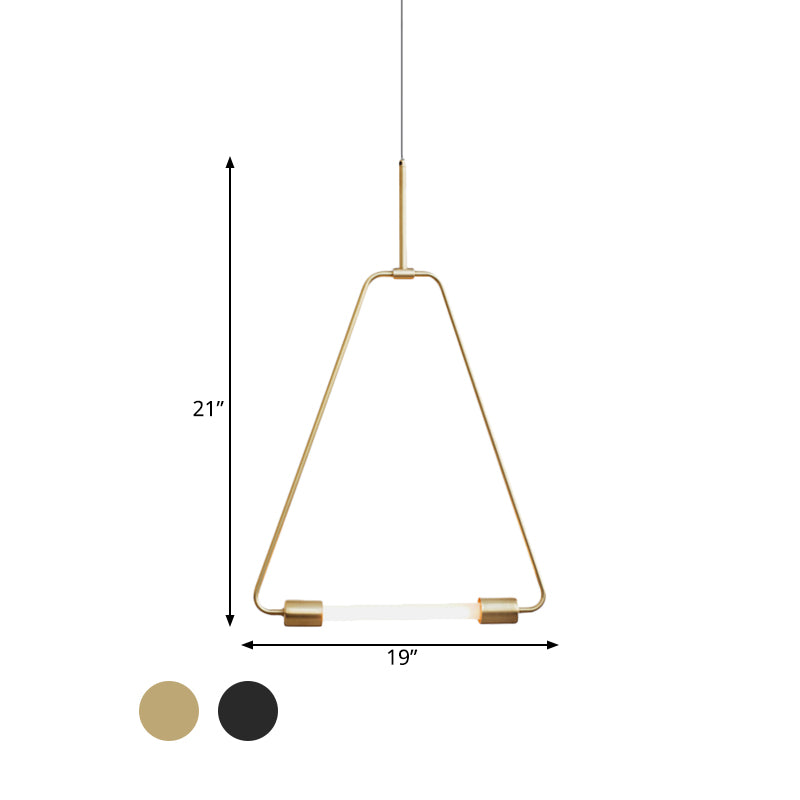 Black/Gold Metal Ceiling Light Triangle Wire Frame Simple Style LED Pendant Light Fixture for Foyer