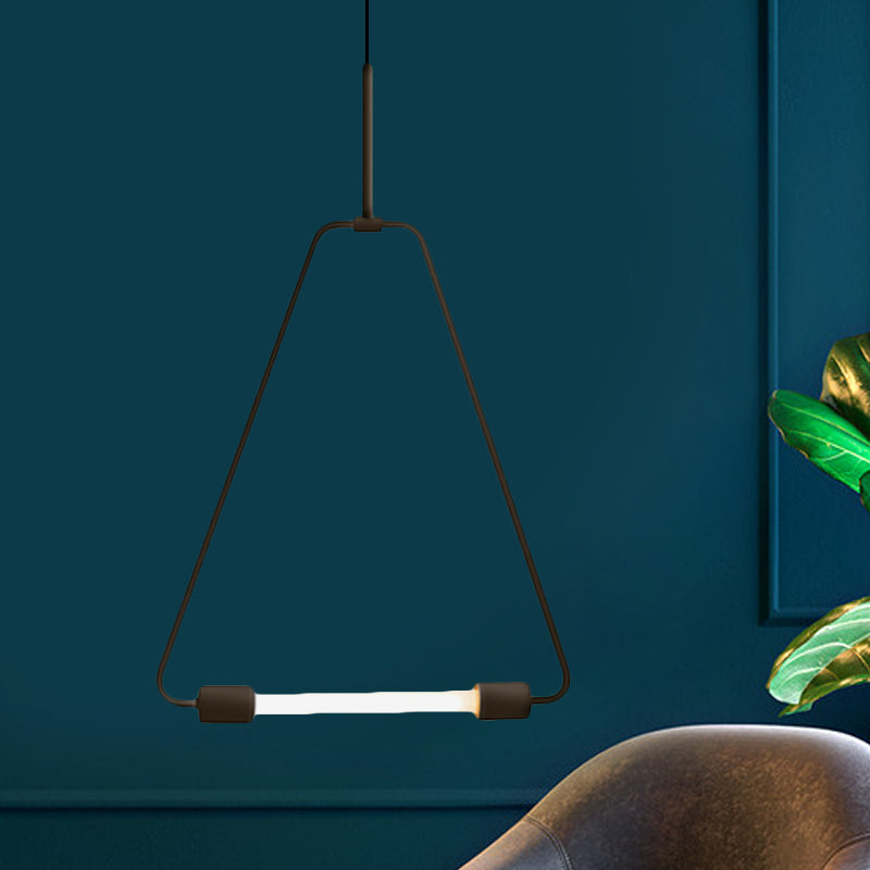 Black/Gold Metal Ceiling Light Triangle Wire Frame Simple Style LED Pendant Light Fixture for Foyer