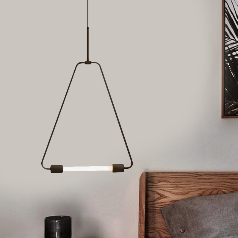 Black/Gold Metal Ceiling Light Triangle Wire Frame Simple Style LED Pendant Light Fixture for Foyer