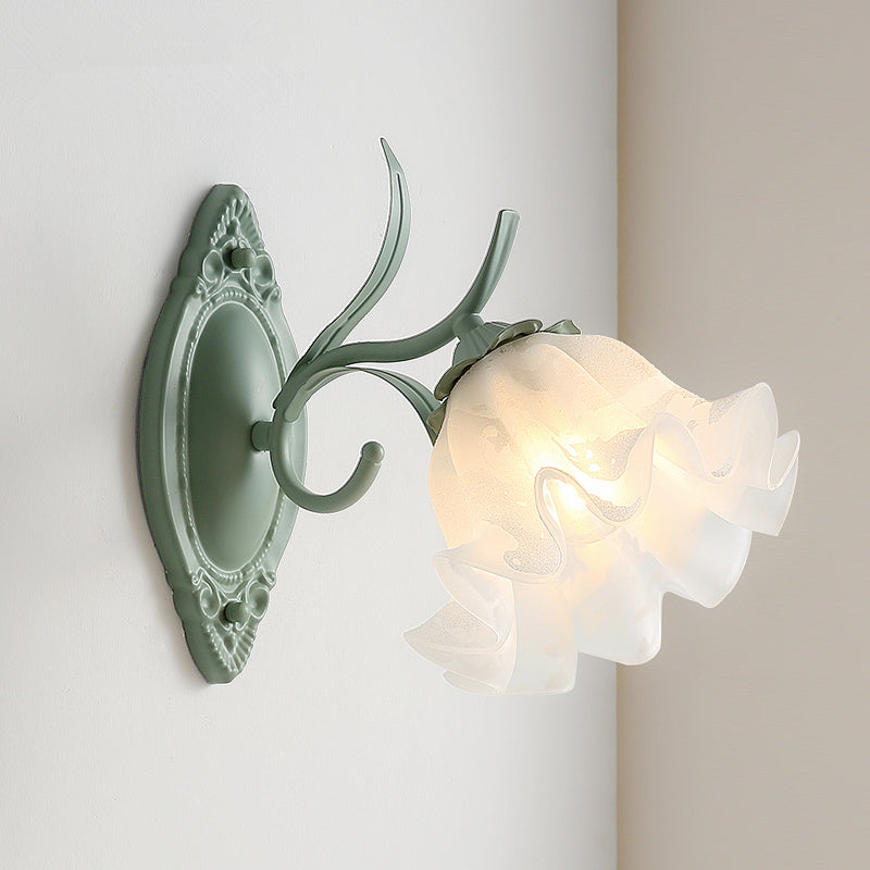 Modern Glass Shade Wall Lamp 1-Light Wall Sconce Lighting for Bedroom