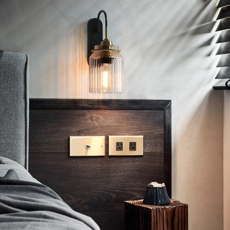 Modern 1-Light Wall Lamp Glass Wall Sconce Lighting for Bedroom
