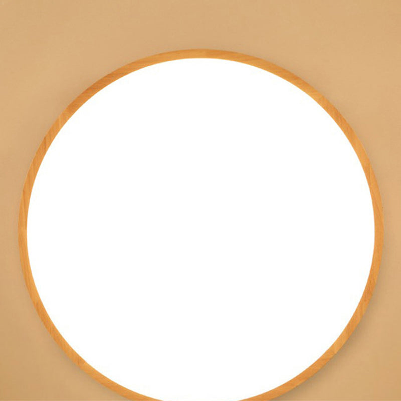 Round Shape Ceiling Lamp Wooden LED Ceiling Mount Light with Acrylic Shade for Bedroom