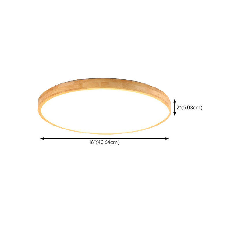 Round Shape Ceiling Lamp Wooden LED Ceiling Mount Light with Acrylic Shade for Bedroom