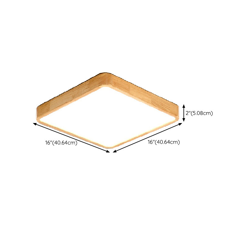Round Shape Ceiling Lamp Wooden LED Ceiling Mount Light with Acrylic Shade for Bedroom