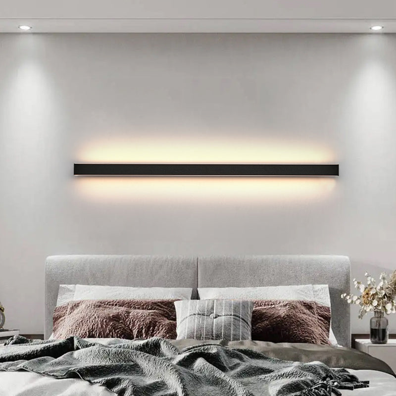 Linear Wall Light Fixture Modern Metal 1 Light Wall Light in Black