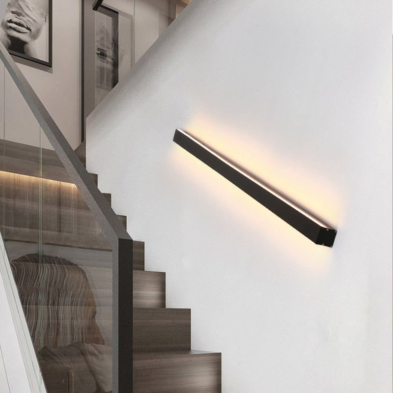 Linear Wall Light Fixture Modern Metal 1 Light Wall Light in Black