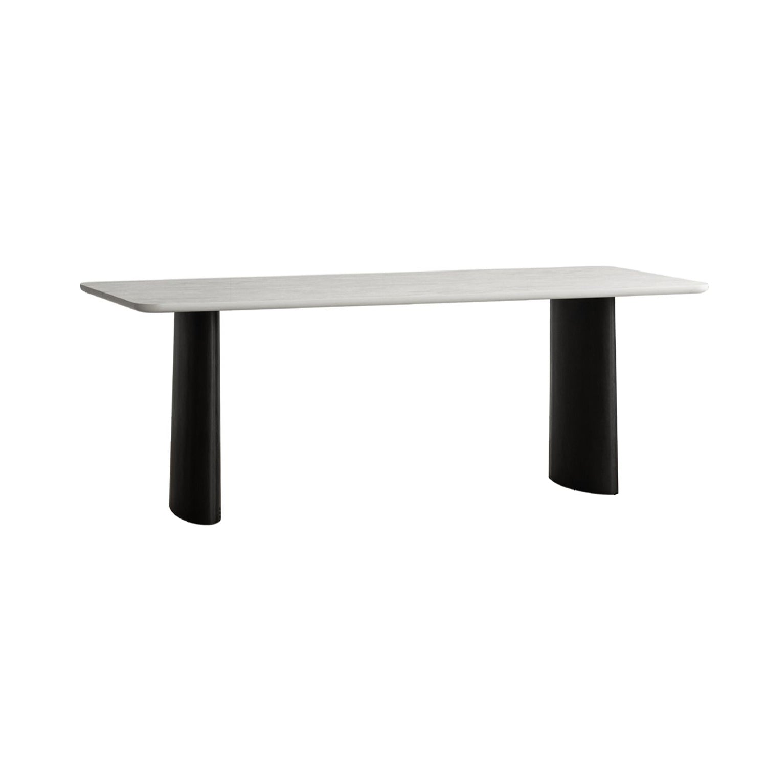 Contemporary White Retractable Wooden Dining Table with Double Pedestal