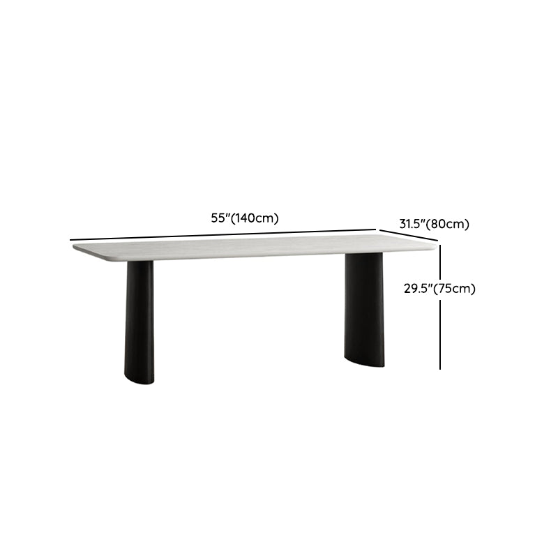 Contemporary White Retractable Wooden Dining Table with Double Pedestal