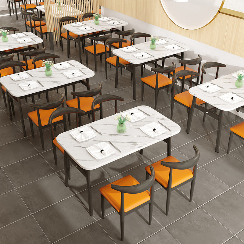 Contemporary White Rectangle Wooden Dining Table with 4 Foot