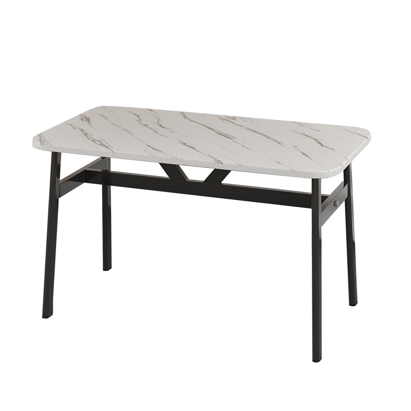 Contemporary White Rectangle Wooden Dining Table with 4 Foot