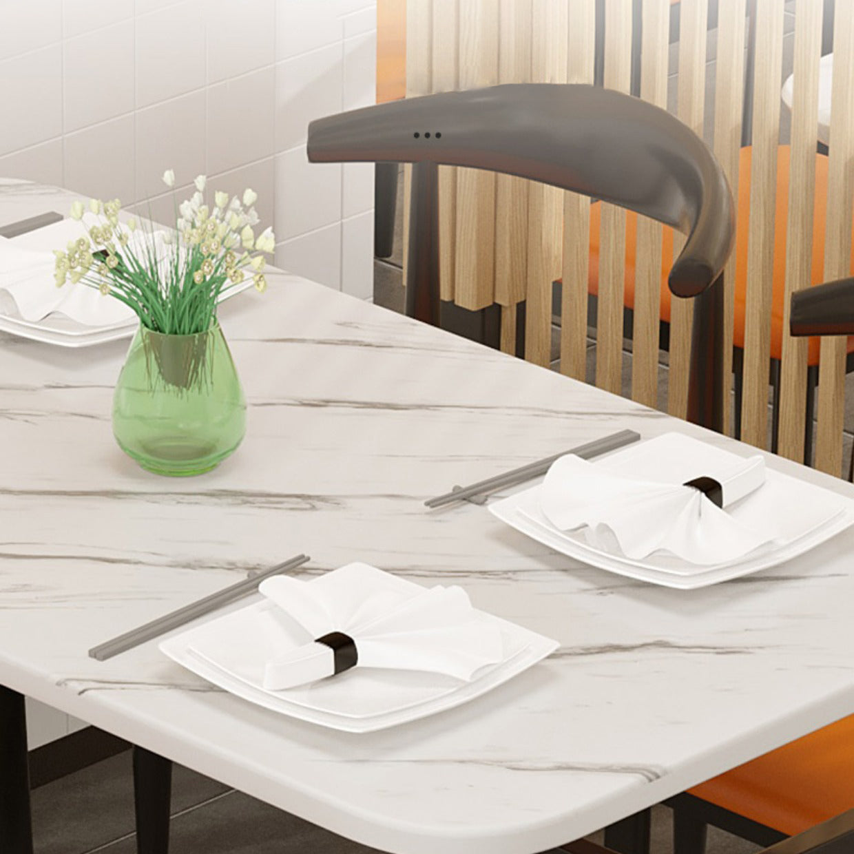 Contemporary White Rectangle Wooden Dining Table with 4 Foot