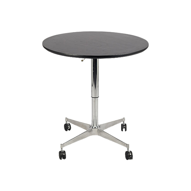 Modern Round Dining Table Wooden Tabletop with Metal Pedestal Base