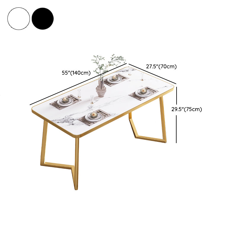 Modern Rectangle Dining Table Wood Tabletop with Double Pedestal Base