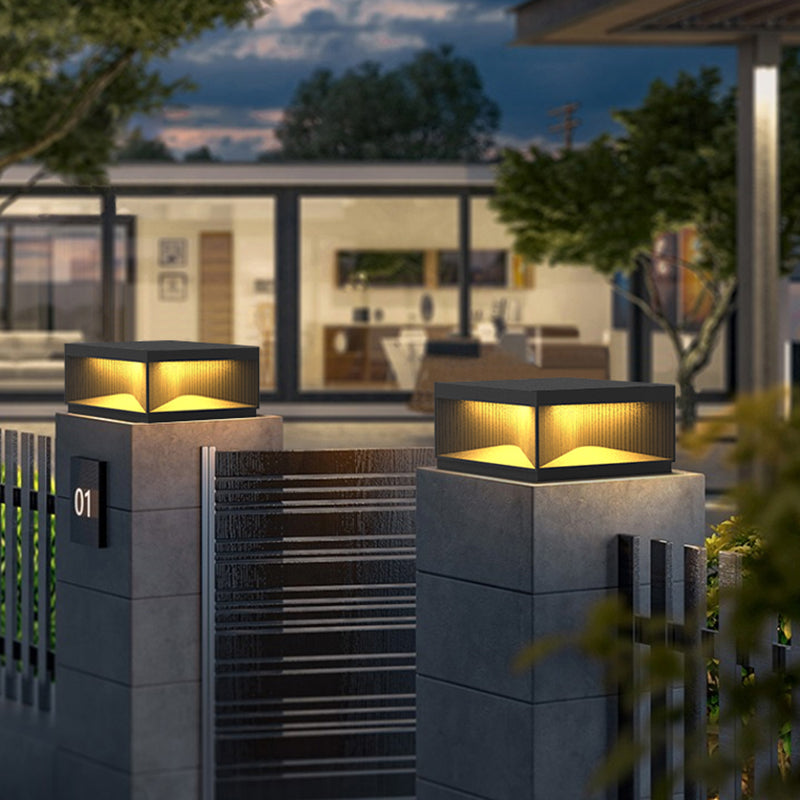 Contemporary Metal Square Shape Outdoor Waterproof Light with Acrylic Shade in Black