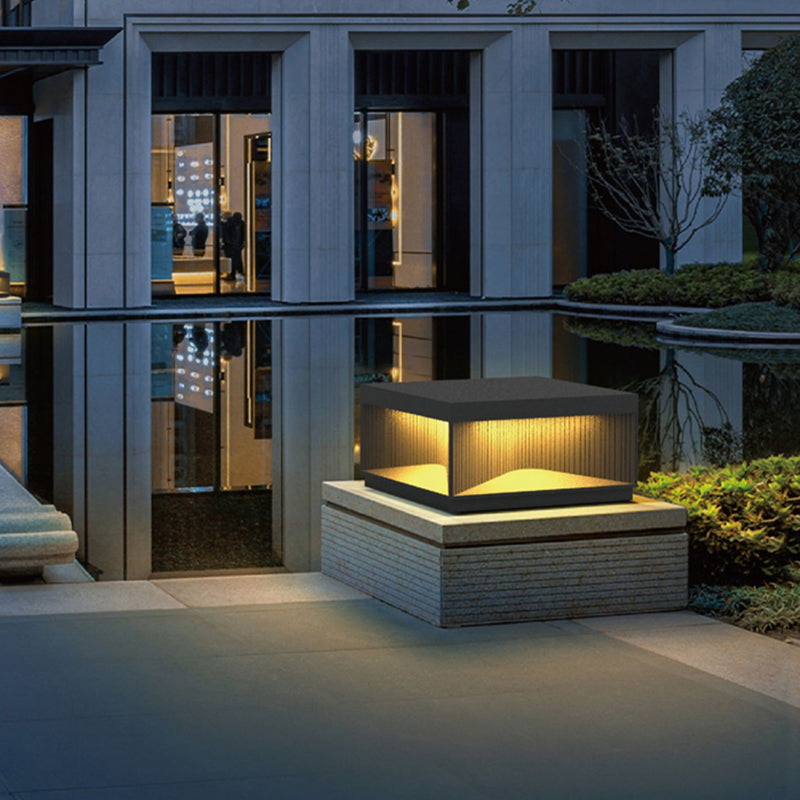 Contemporary Metal Square Shape Outdoor Waterproof Light with Acrylic Shade in Black