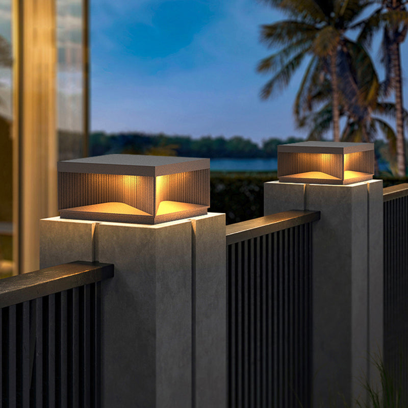 Contemporary Metal Square Shape Outdoor Waterproof Light with Acrylic Shade in Black