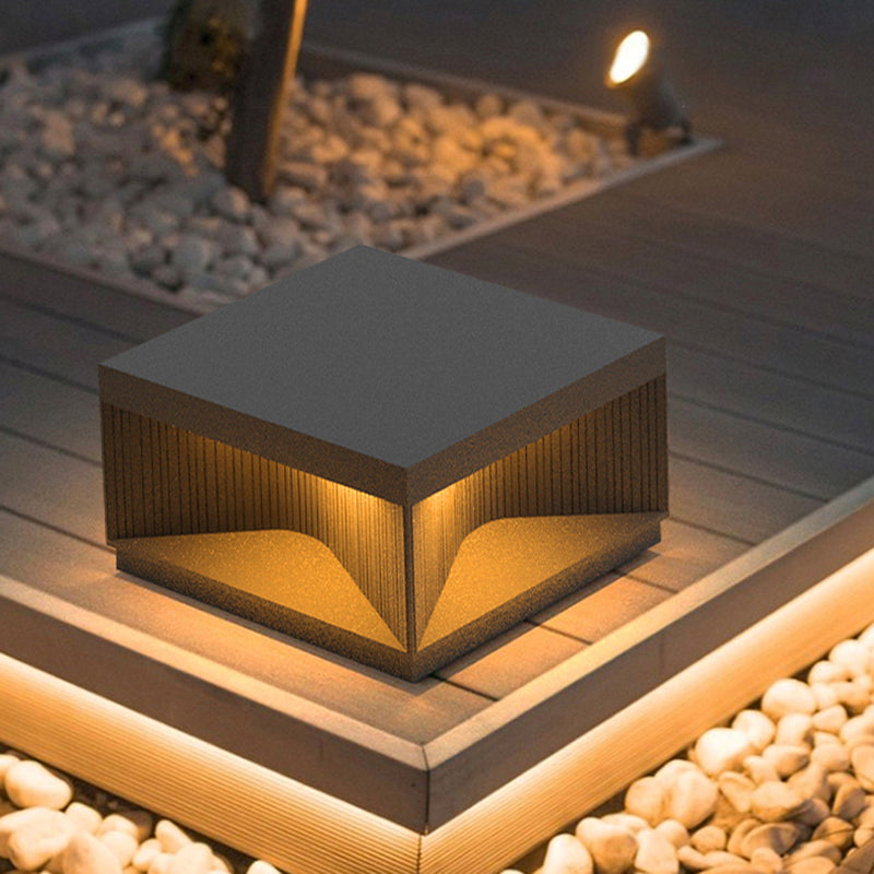 Contemporary Metal Square Shape Outdoor Waterproof Light with Acrylic Shade in Black