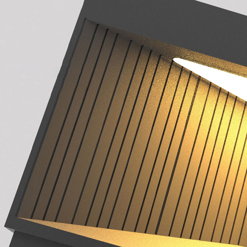 Contemporary Metal Square Shape Outdoor Waterproof Light with Acrylic Shade in Black