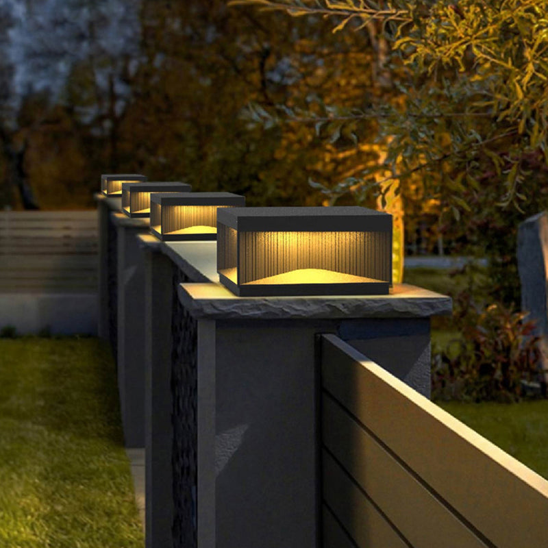 Contemporary Metal Square Shape Outdoor Waterproof Light with Acrylic Shade in Black