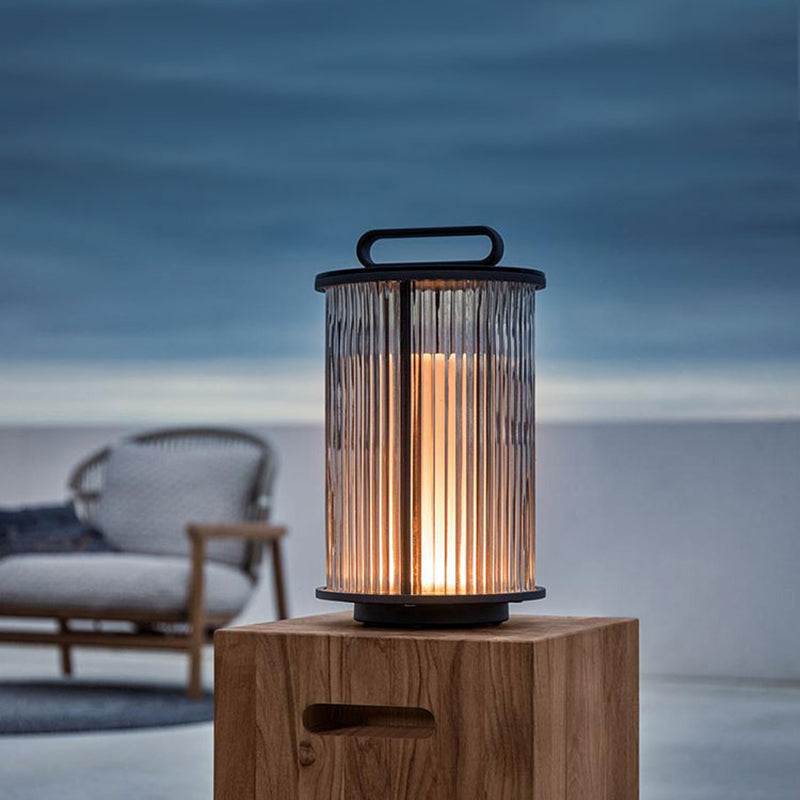 Contemporary Metal Cylinder Shape Outdoor Waterproof Light with Glass Shade