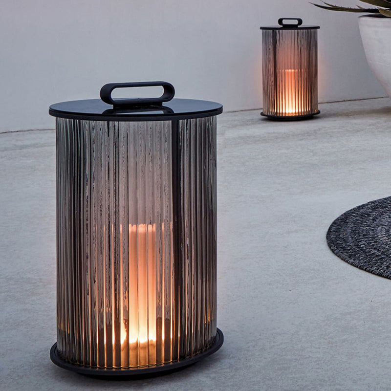Contemporary Metal Cylinder Shape Outdoor Waterproof Light with Glass Shade