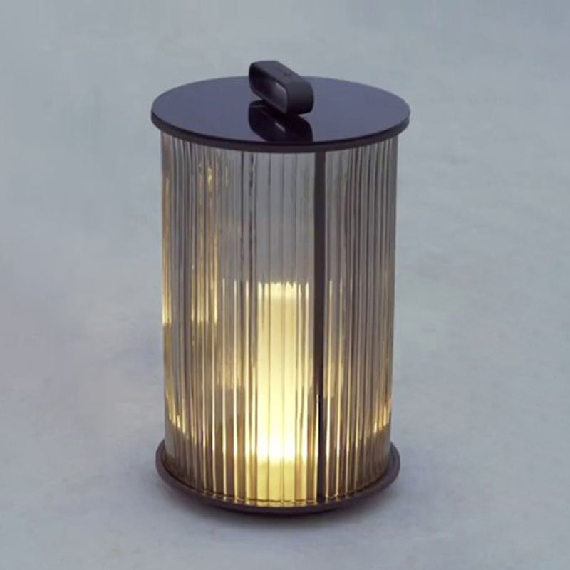 Contemporary Metal Cylinder Shape Outdoor Waterproof Light with Glass Shade