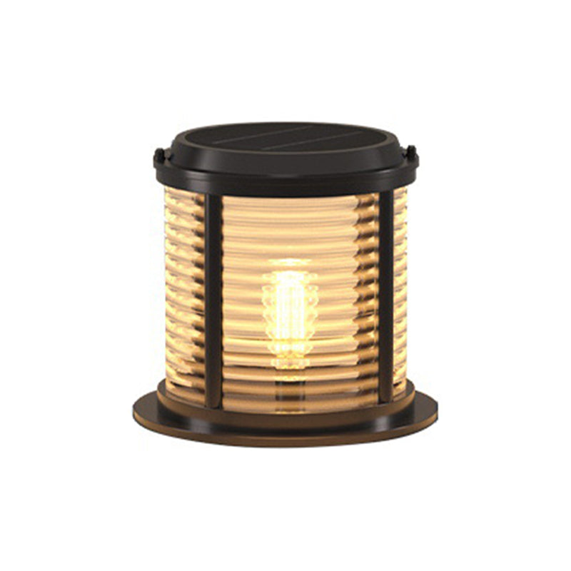 Contemporary Metal Circle Shape Outdoor Waterproof Light with Glass Shade