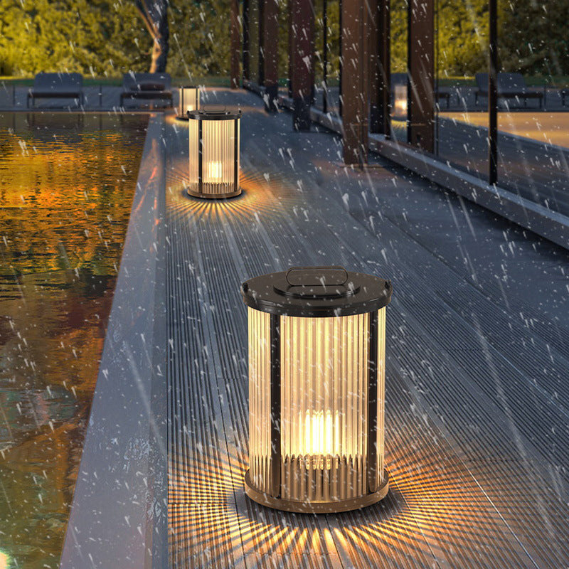 Contemporary Metal Circle Shape Outdoor Waterproof Light with Glass Shade